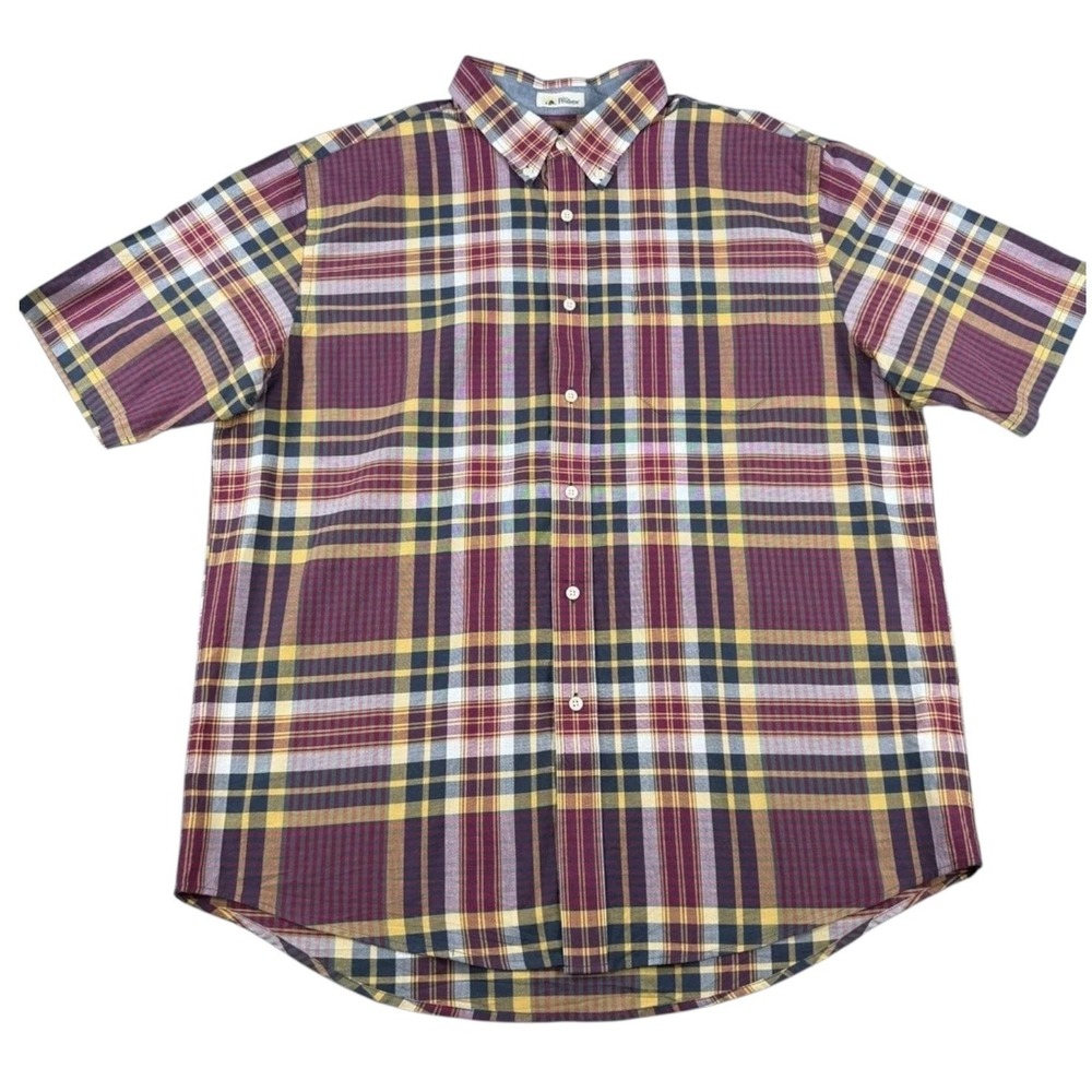 Pendleton Woolen Mills Mens XL Plaid Button Down Short Sleeve Cotton‎ Shirt